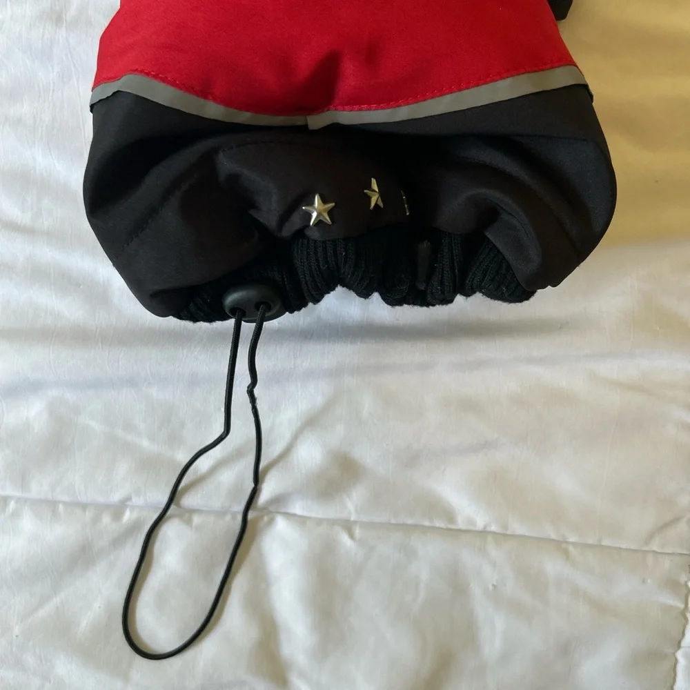 Black and Red Dog Jacket with Fur Trim